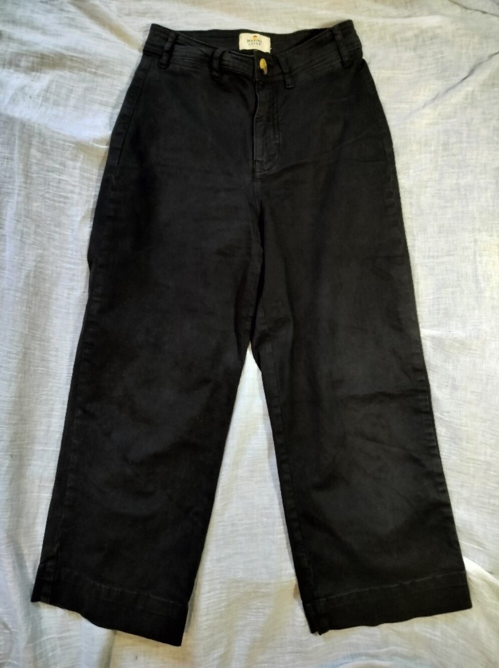 Marine Layer Bridget Black Wide Leg Crop Pants Gaucho Style High Rise Twill - 4